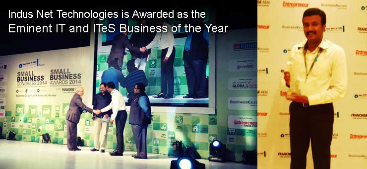 Indus Net Technologies(INT.) gets Awarded as the Eminent IT and ITeS Business of the Year
